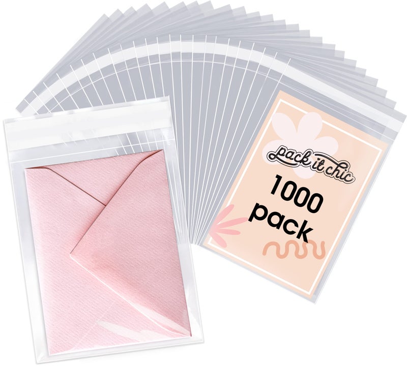 Pack It Chic - 6    X 9    (1000 Pack) Clear Resealable Cello Poly Bags - Fits 6X9 Prints, Photos, A7 A8 A9 Cards & Envelopes - Self Seal - Image 1